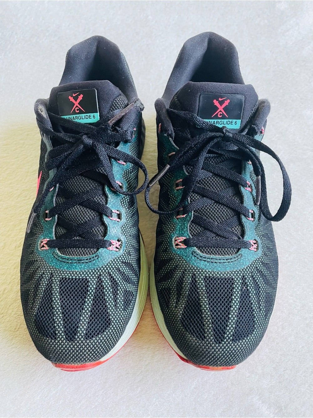 Nike Lunarglide 6 Women’s 7 Black Green Pink Running Shoe